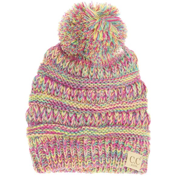 'C.C. BEANIE' "POM-POM' BEANIE KIDS VARIEGATED MULE - Picture 11 of 15